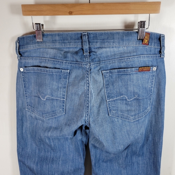 7 For All Mankind Dojo Jeans Women's Size 30 Classic Medium Wash Wide Leg Denim - Picture 8 of 9